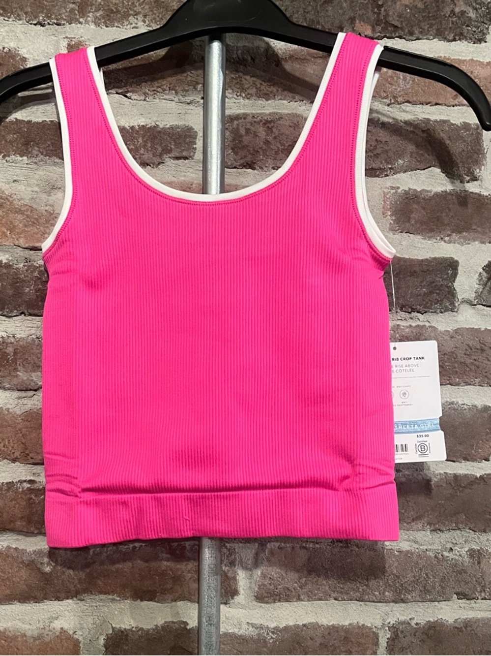 NWT Athleta Girl Rise Above Rib Crop Tank XL/(14) - Picture 3 of 8